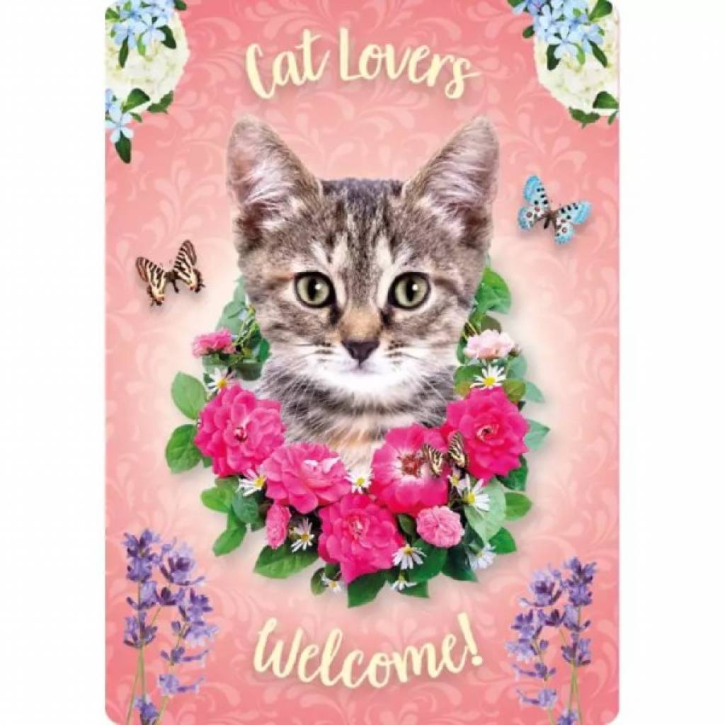 Metallschild "Cat Lovers Welcome Rose (v)"